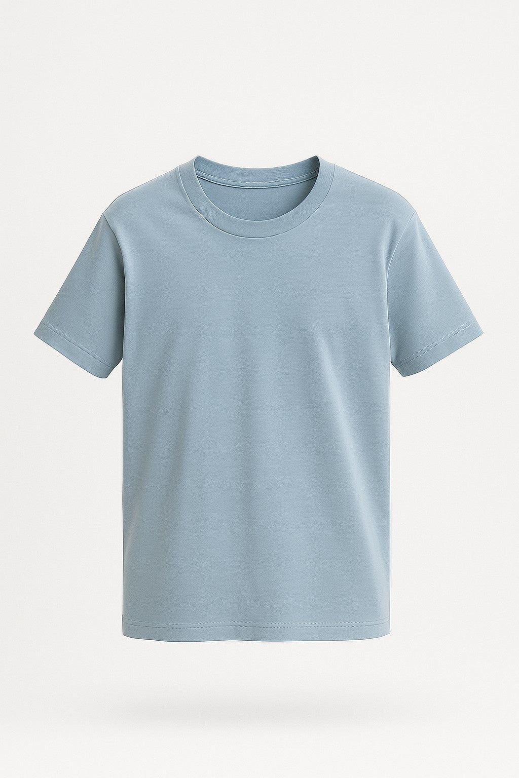 コットン製メンズTシャツ – 通気性のある短袖ラウンドネック – フォグブルー