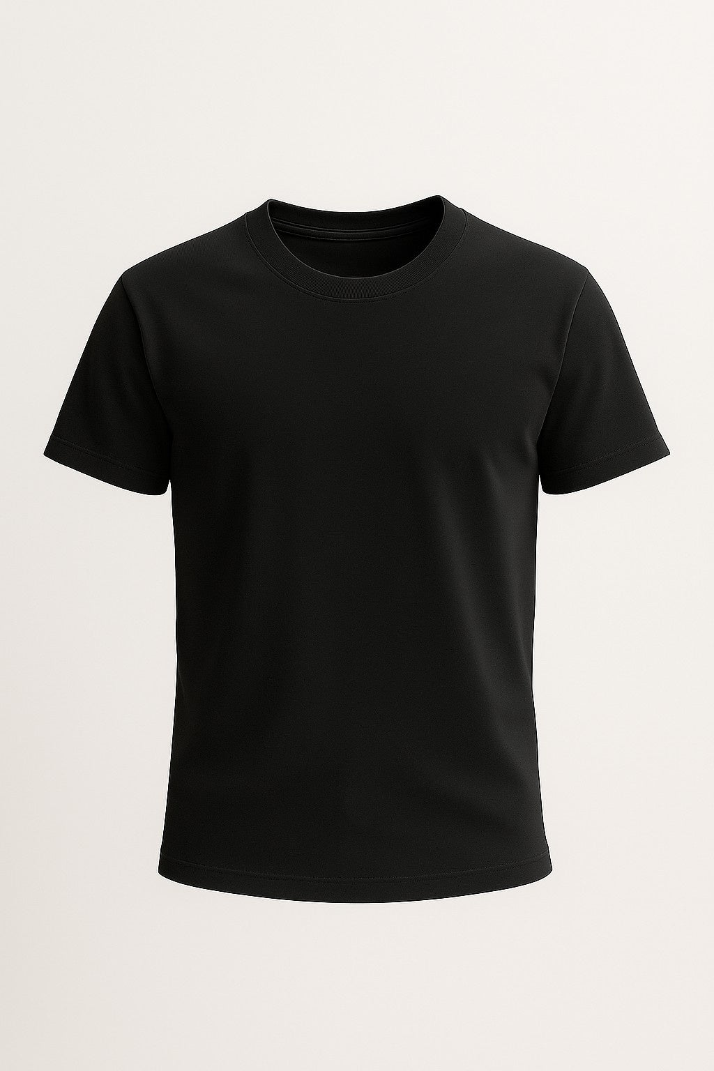 コットン製メンズTシャツ – 通気性のある半袖ラウンドネック – ブラック
