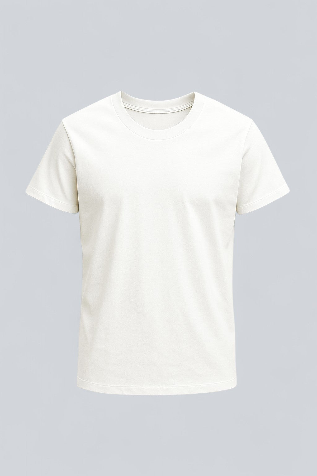 コットンTシャツ – 通気性のある半袖ラウンドネック – ホワイト