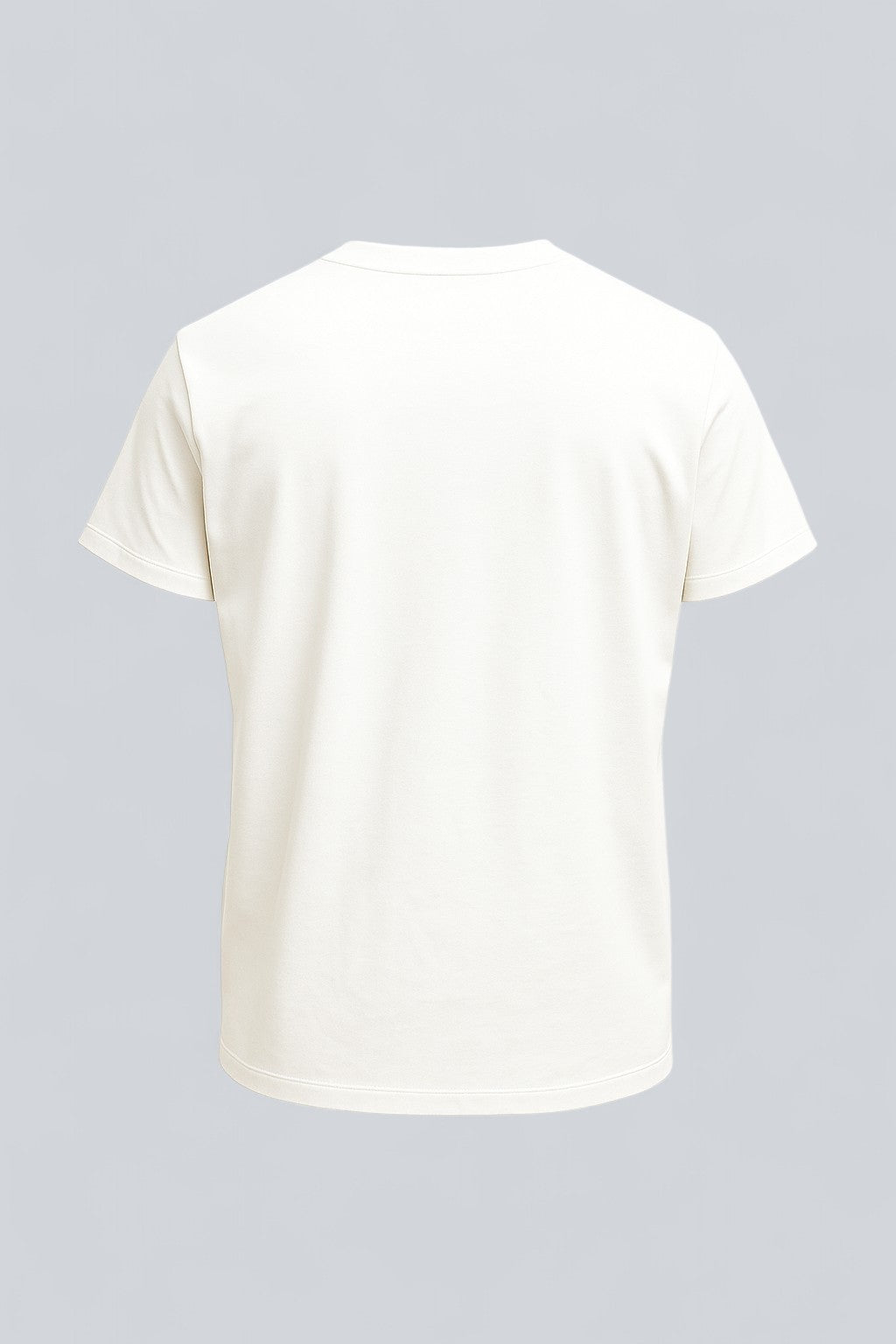 コットン製メンズTシャツ – 通気性のある半袖ラウンドネック – ホワイト