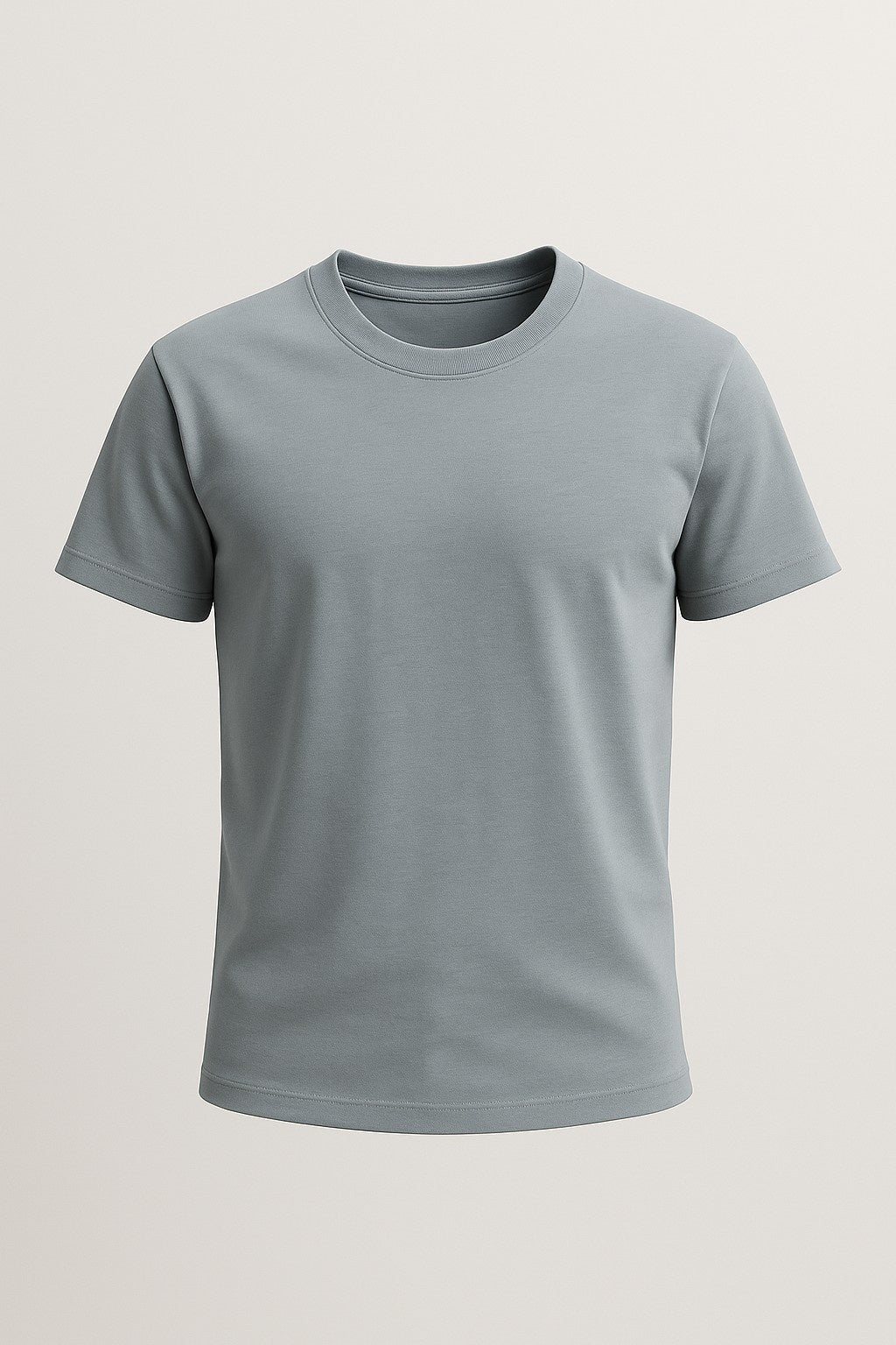 コットン製メンズTシャツ – 通気性のある半袖ラウンドネック – 鉄灰色