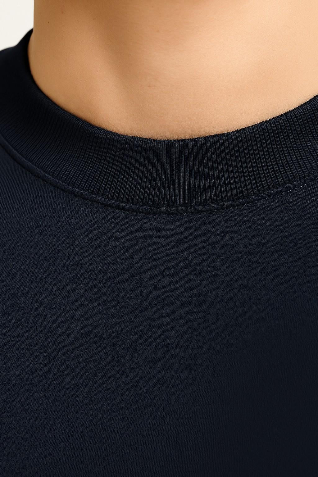 コットン製メンズTシャツ – 通気性のある半袖ラウンドネック – ネイビーブルー