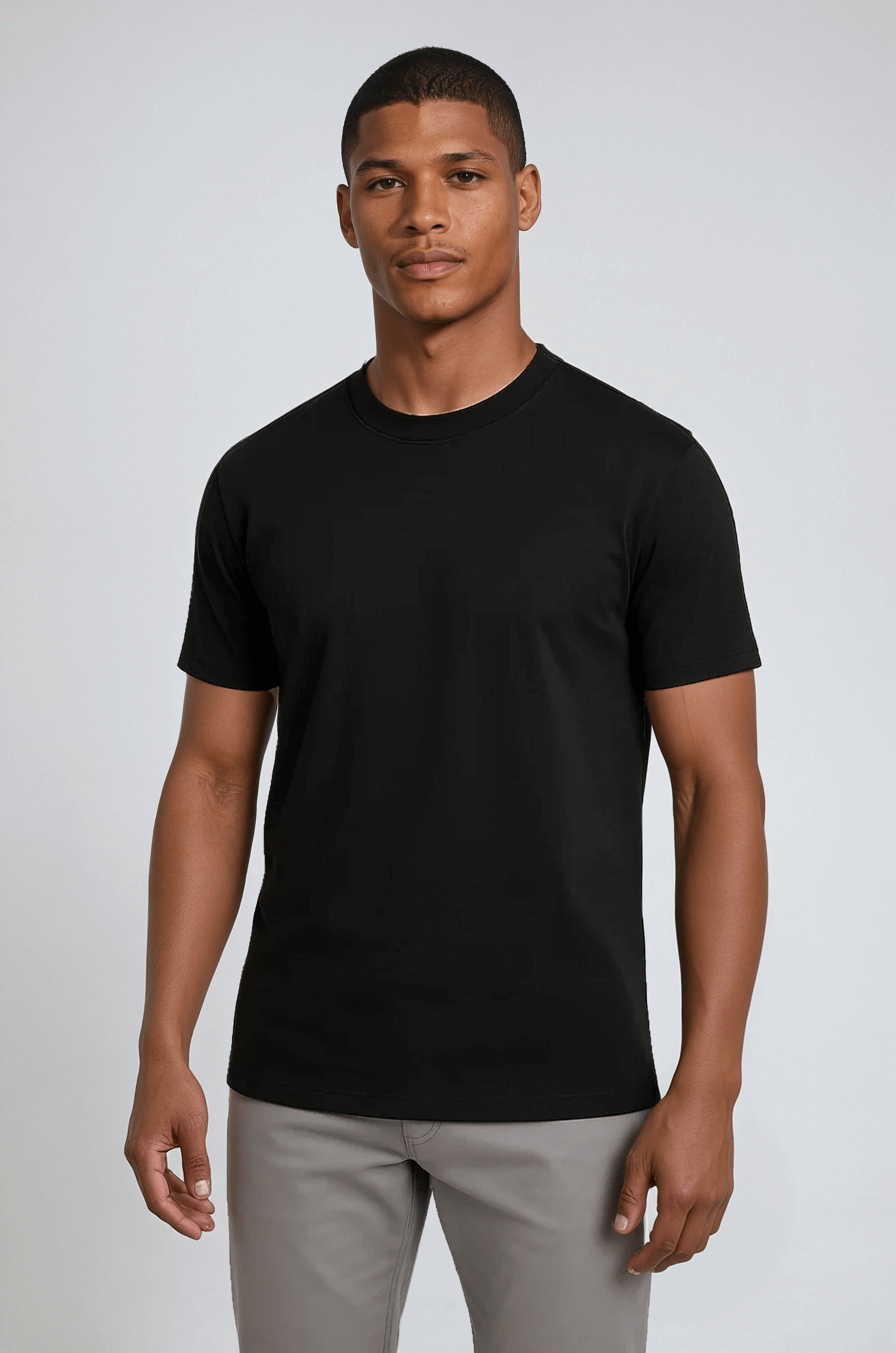 メンズ スリムフィット マーセライズド Tシャツ ブラック