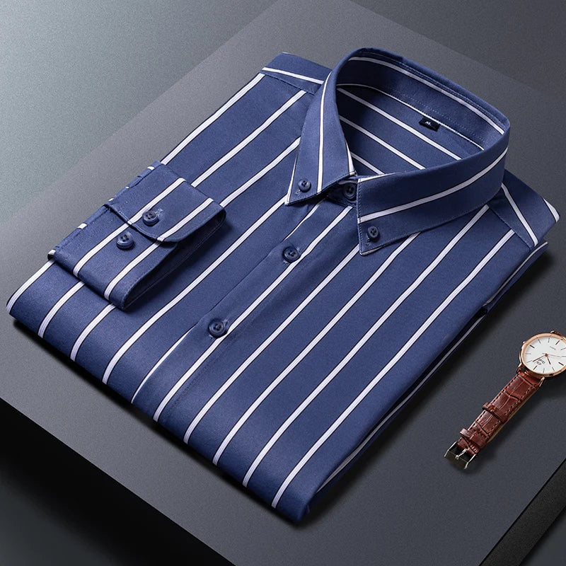 エレガントなストライプのメンズシャツ