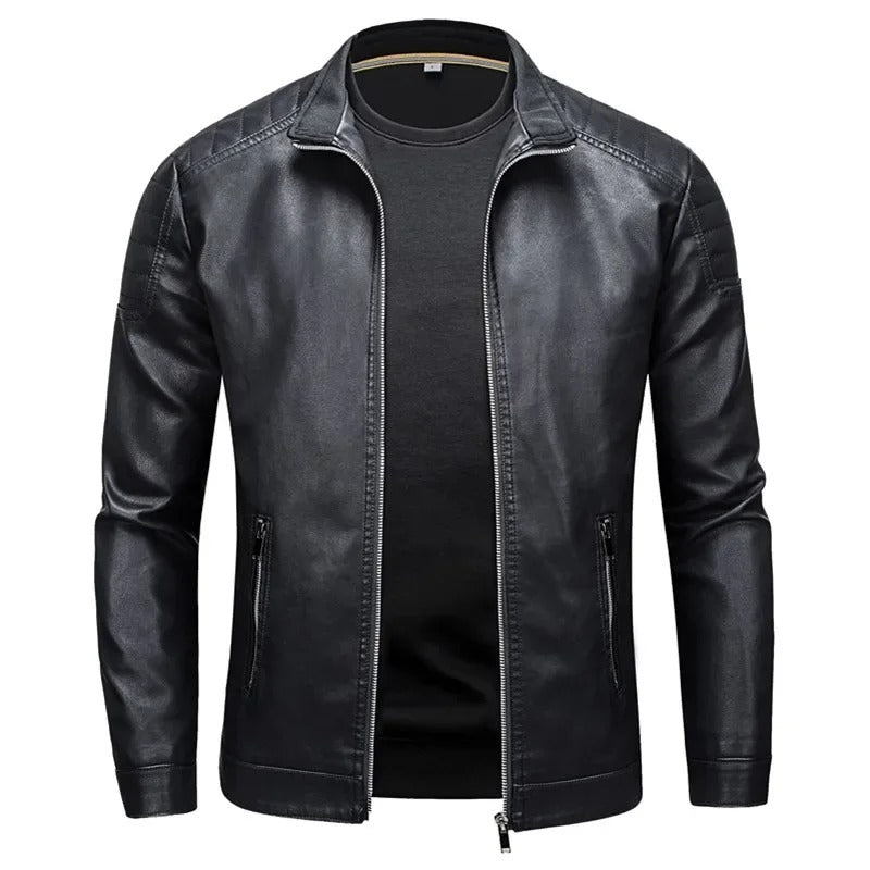 スタンドカラー レザー ジャケット